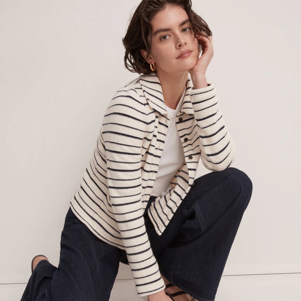 Madewell Striped Button-Front Collared Cardigan - image 8